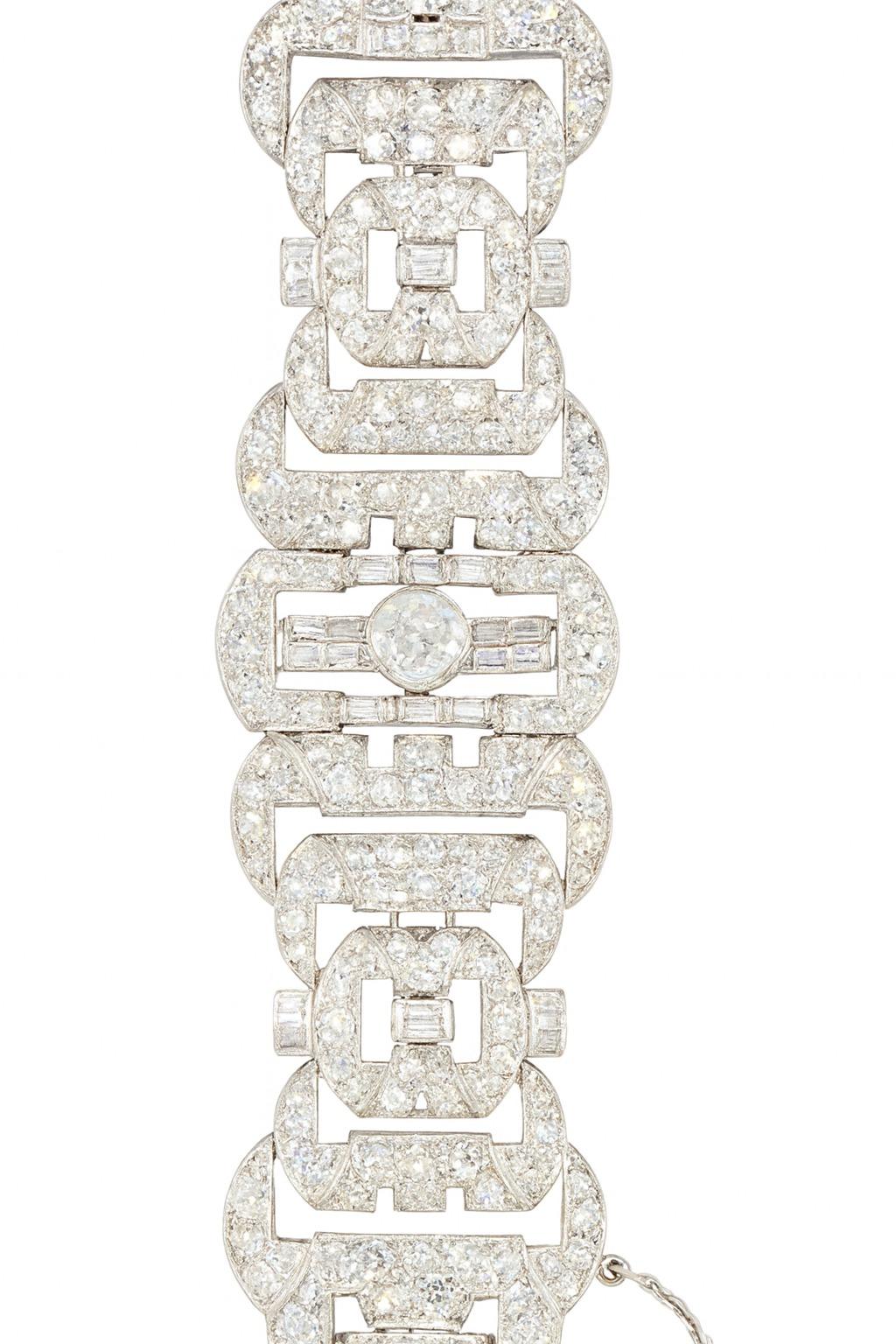 Vintage Platin-Diamant-Armband im Zustand „Hervorragend“ im Angebot in Chicago, IL