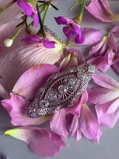 Vintage Platinum Diamond Brooch Conversion Necklace