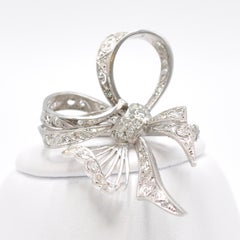 Vintage Platinum Diamond Butterfly Bow Pin