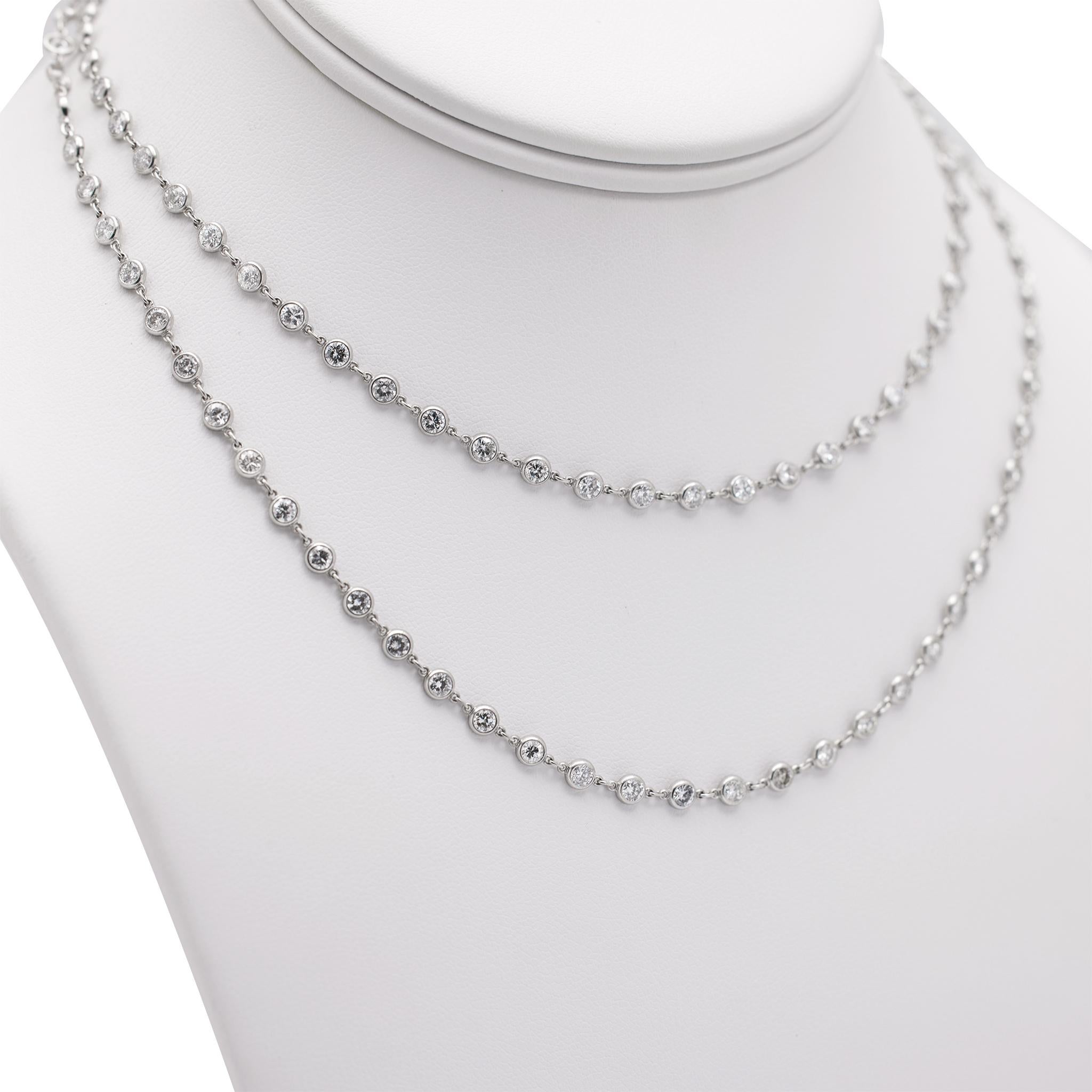 Women's or Men's Vintage Platinum Diamond by the Yard Chain Necklace