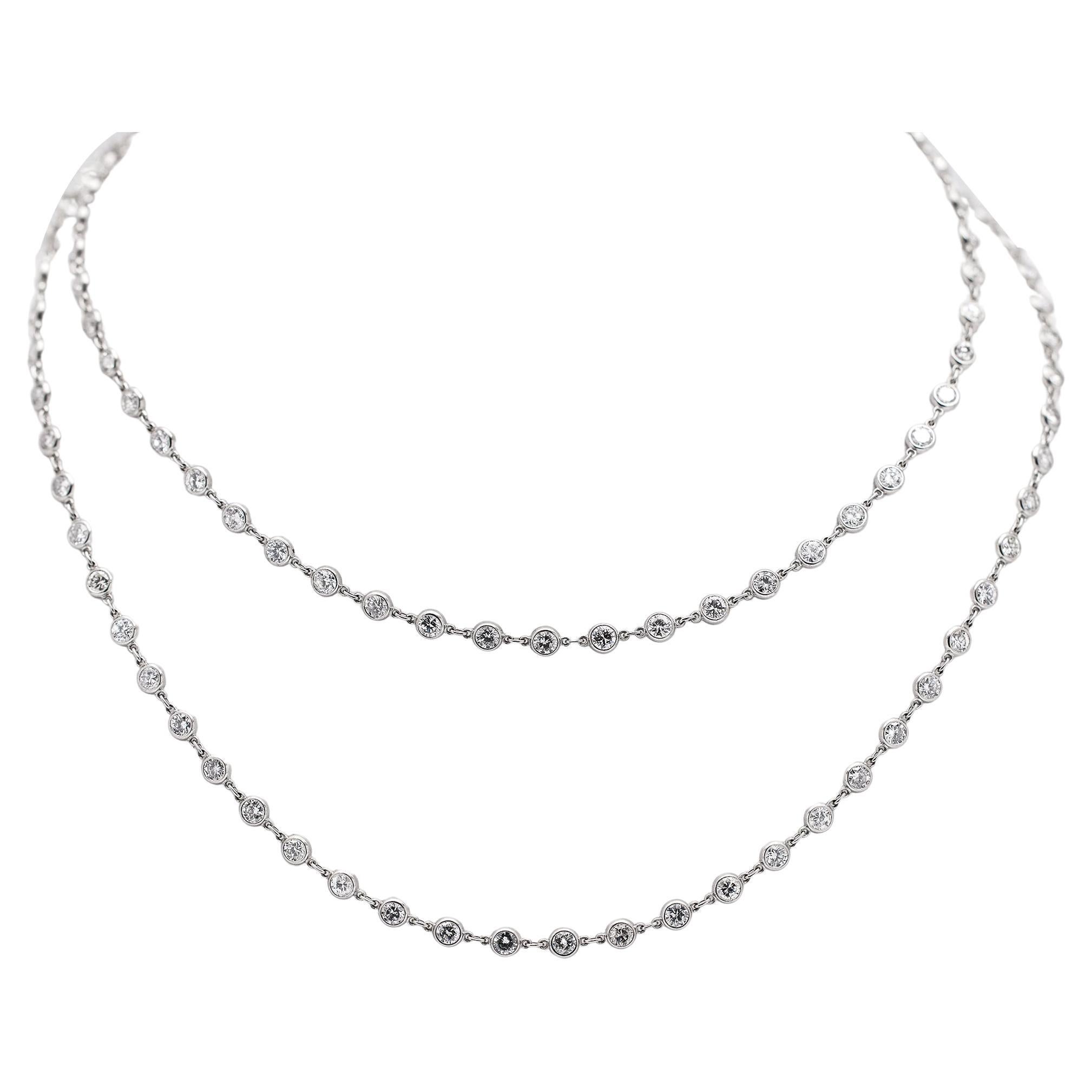 Vintage Platinum Diamond by the Yard Chain Necklace