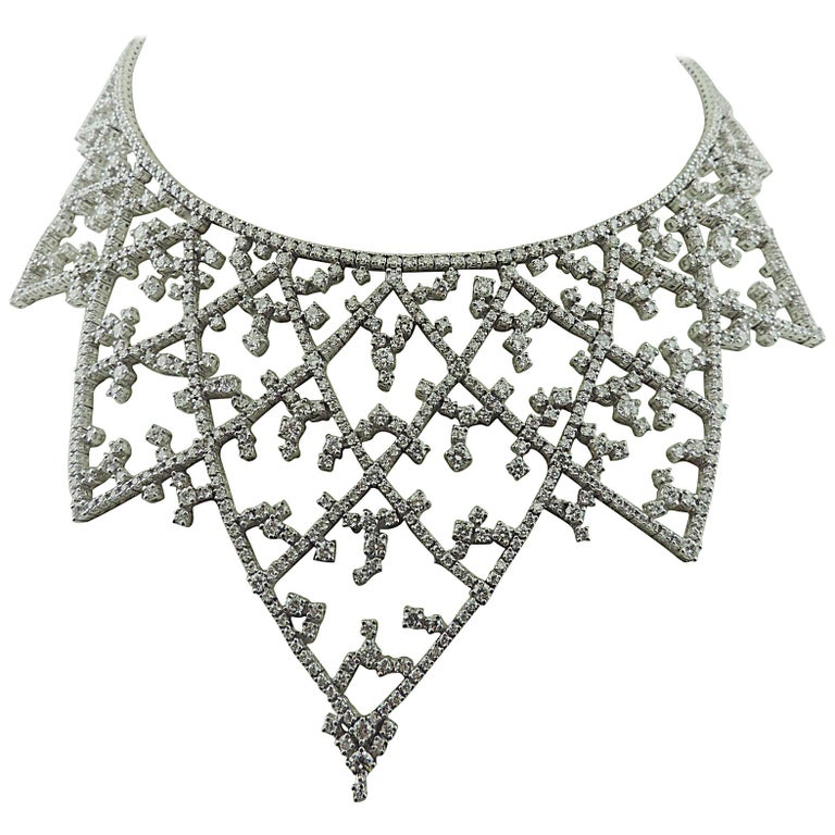 Vintage Platinum Diamond Choker Necklace For Sale at 1stDibs vintage