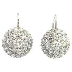 Vintage Platinum Diamond Cluster Earrings