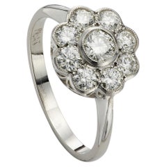 Vintage Platinum Diamond Cluster Engagement Ring, 1.00ct, Circa 1990