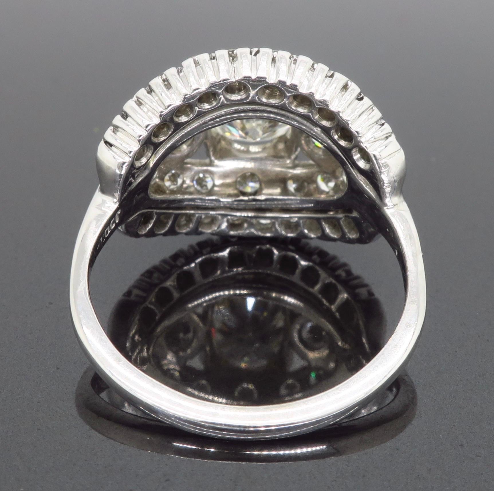 Vintage Platinum Diamond Cocktail Ring 1