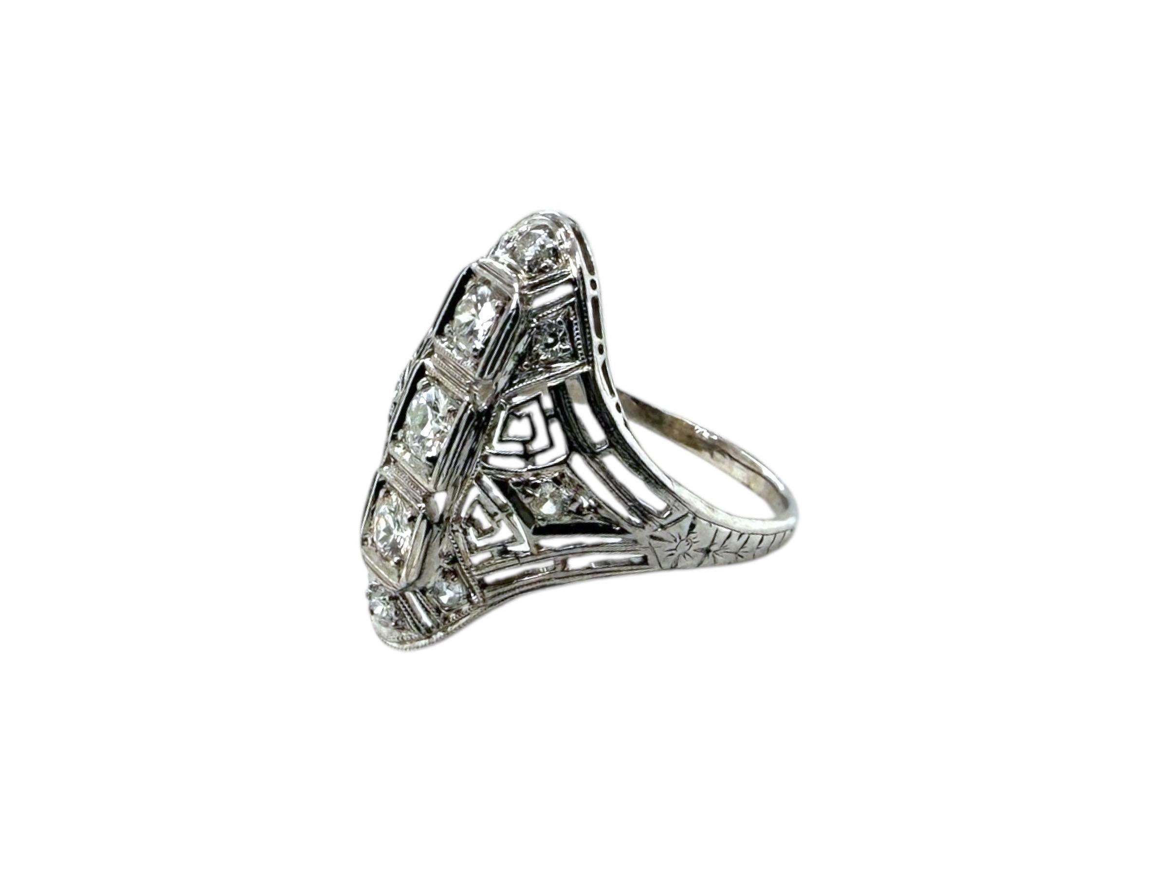 Vintage Platin Diamant Cocktail Ring Damen im Angebot
