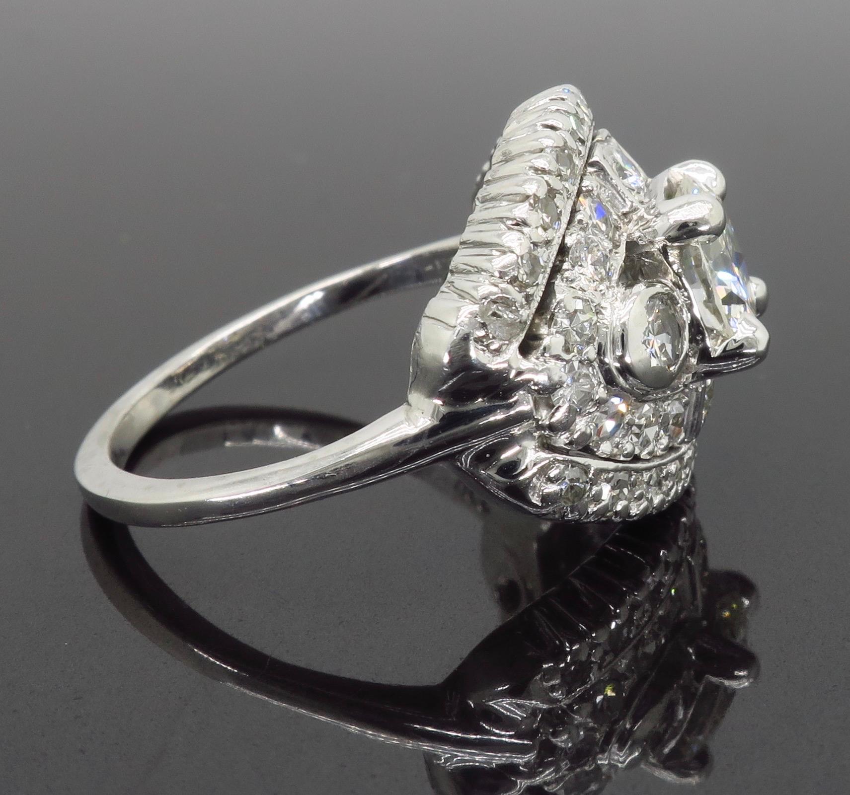 Vintage Platinum Diamond Cocktail Ring 2