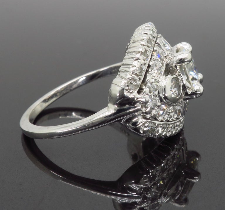 Vintage Platinum Diamond Cocktail Ring at 1stDibs