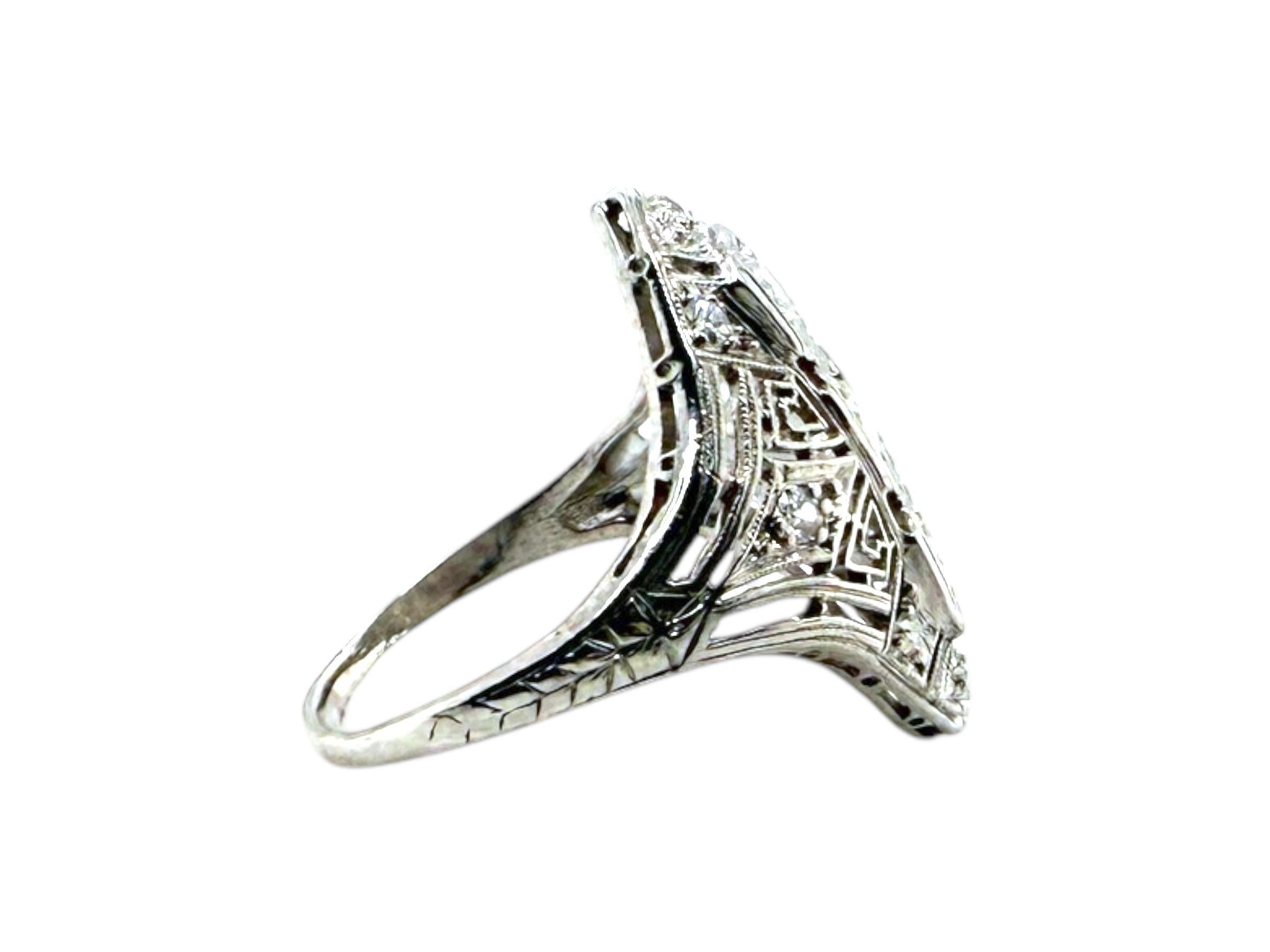 Vintage Platin Diamant Cocktail Ring im Angebot 1