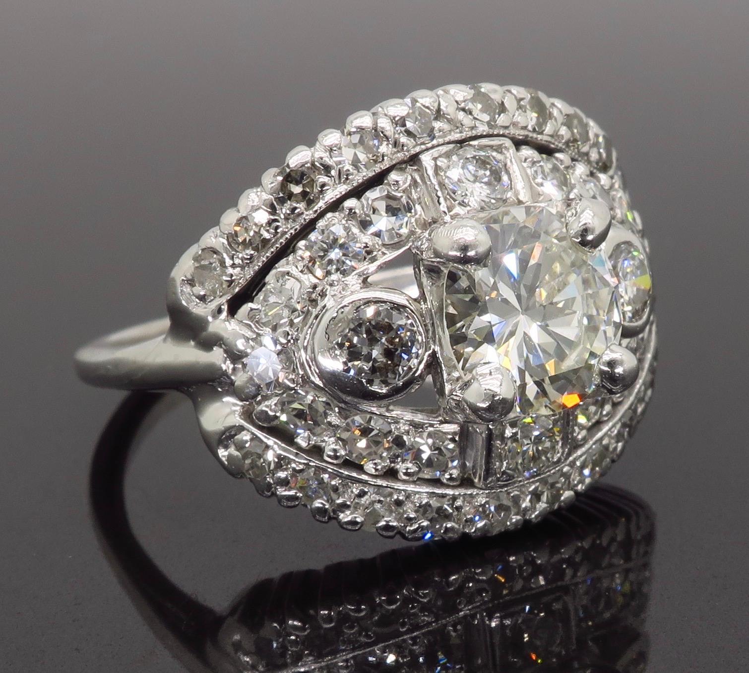 Vintage Platinum Diamond Cocktail Ring 3