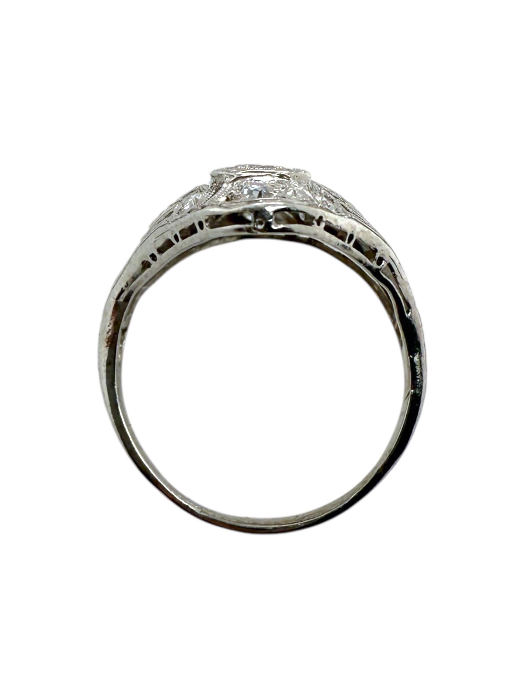 Vintage Platin Diamant Cocktail Ring im Angebot 2