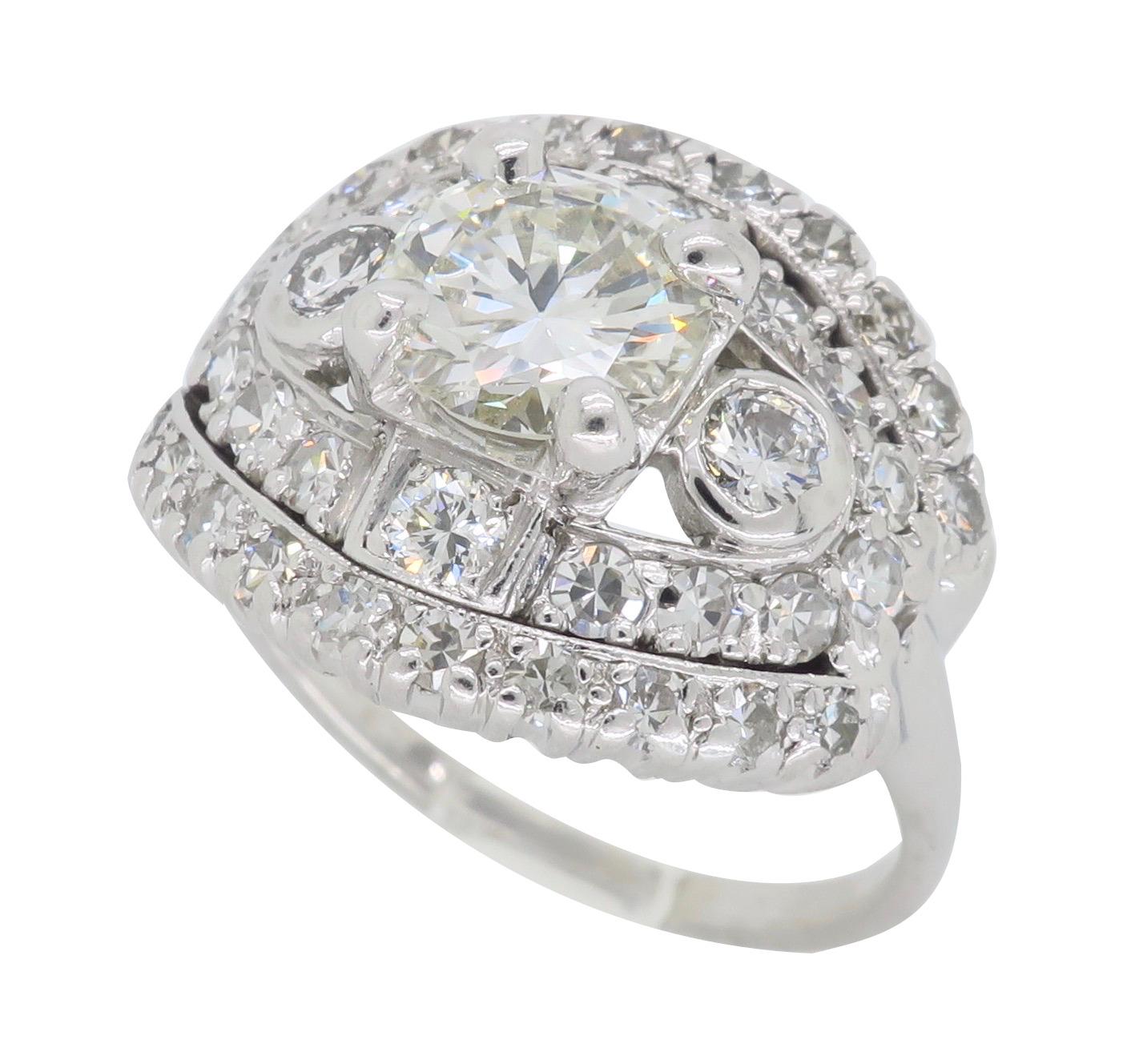 Vintage Platinum Diamond Cocktail Ring 4