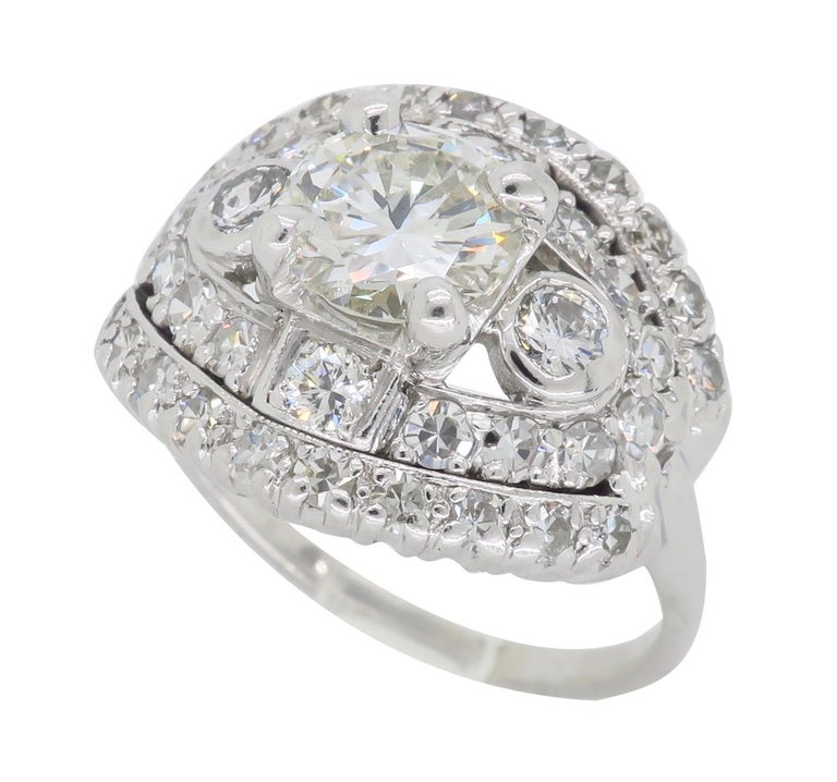 Vintage Platinum Diamond Cocktail Ring at 1stDibs