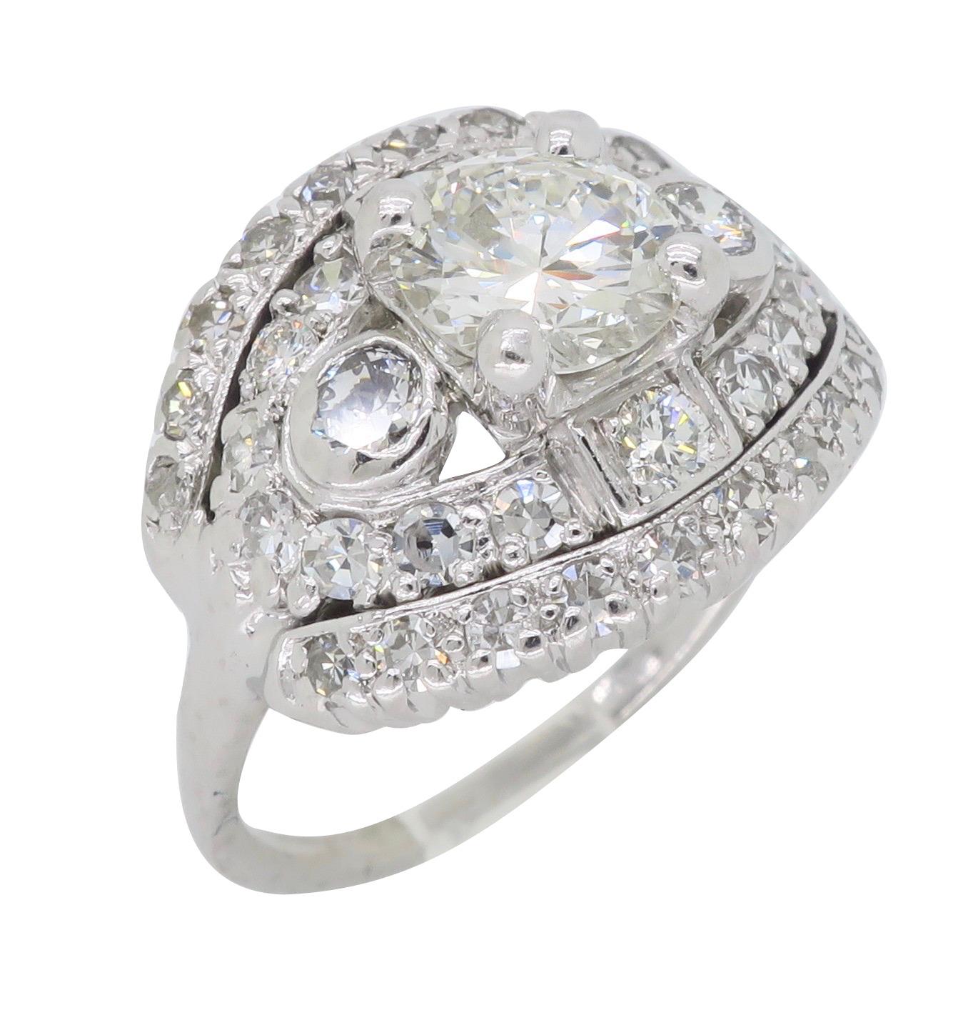 Vintage Platinum Diamond Cocktail Ring 5
