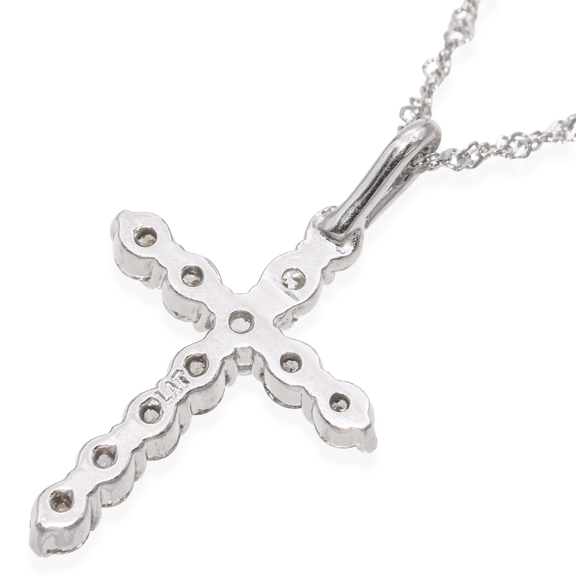 Women's or Men's Vintage Platinum Diamond Cross Pendant Necklace For Sale