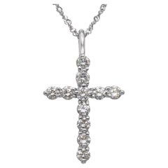 Vintage Platinum Diamond Cross Pendant Necklace