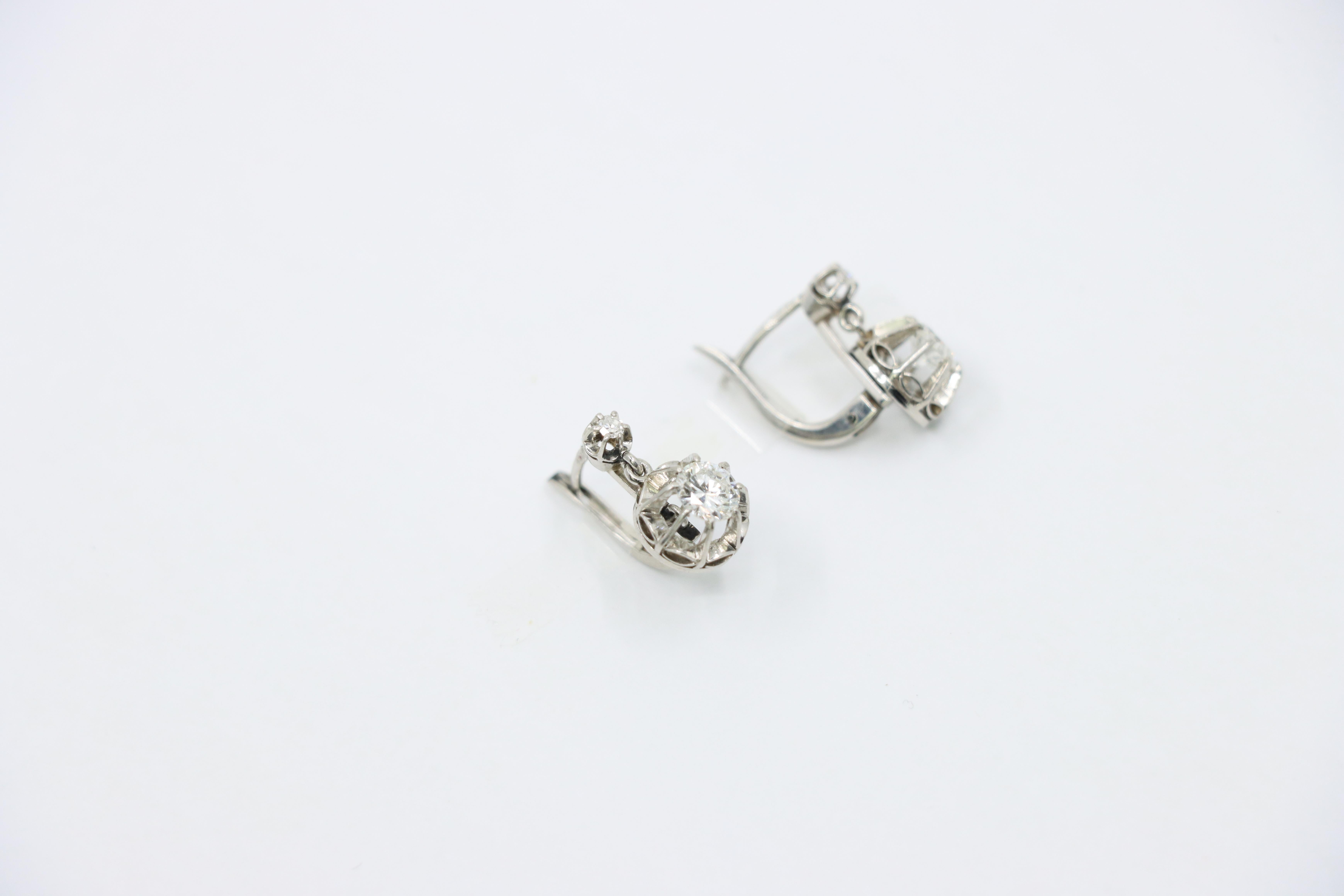 De las mujeres Diamante de platino vintage  Pendientes colgantes en venta