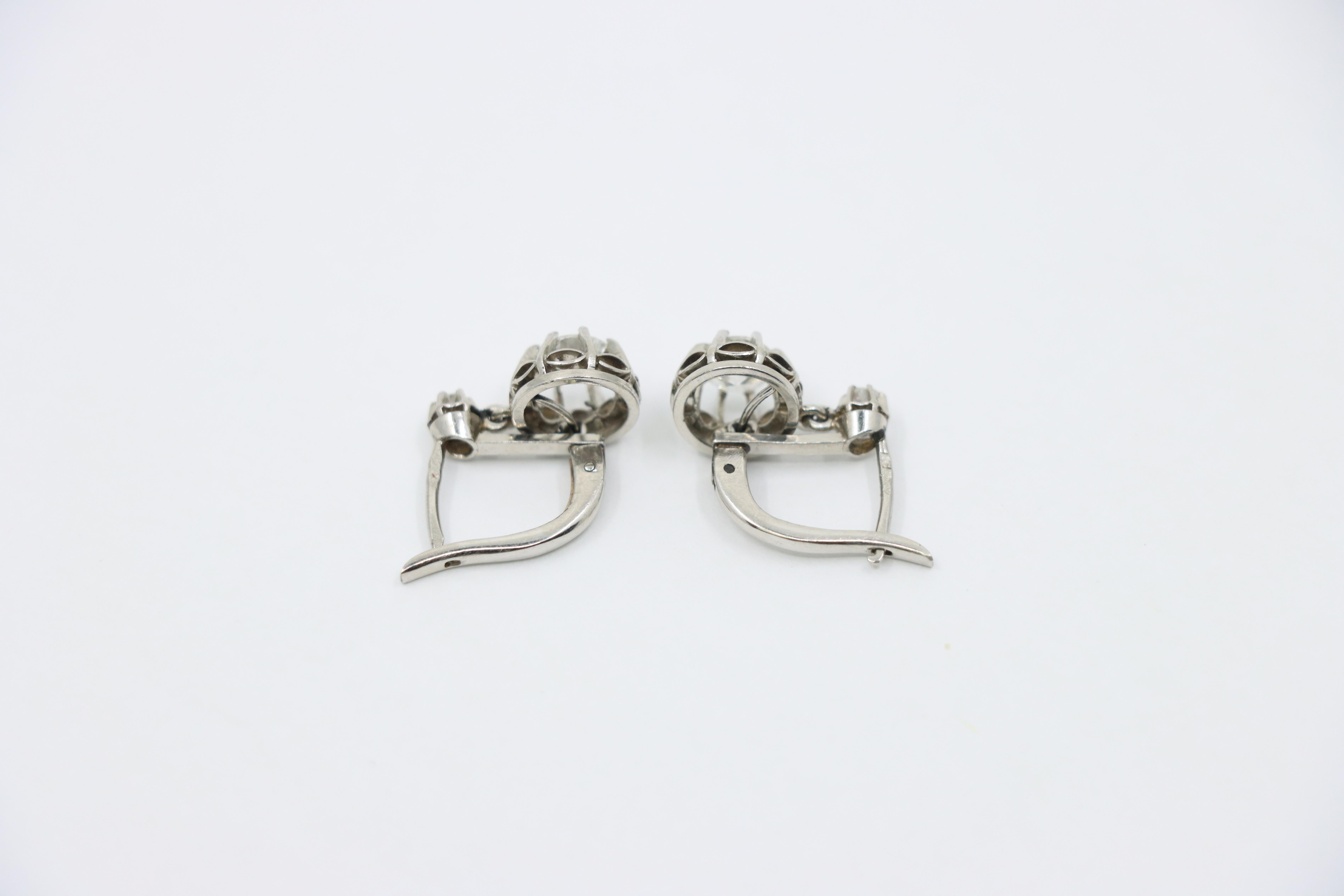 Diamante de platino vintage  Pendientes colgantes en venta 2