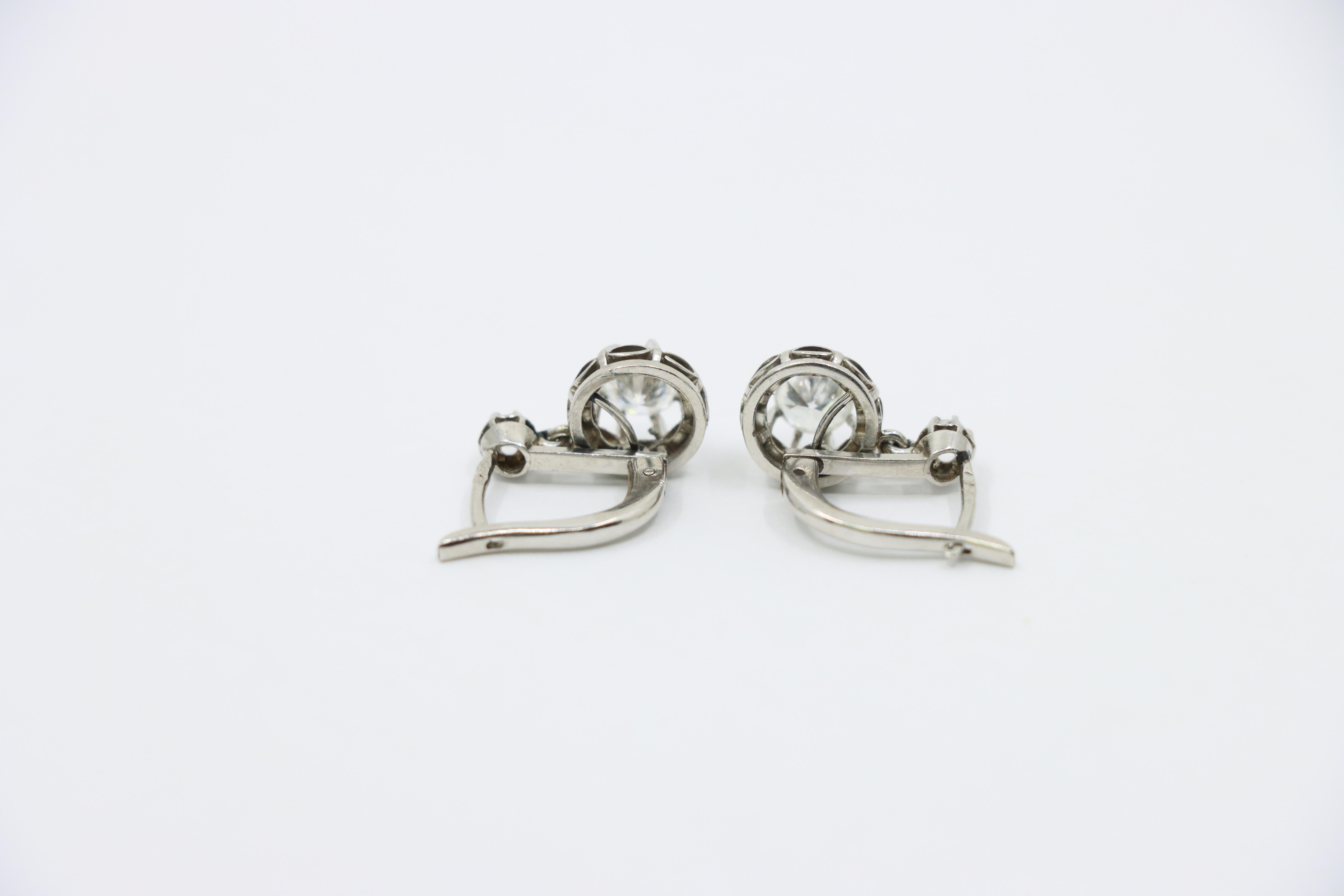 Diamante de platino vintage  Pendientes colgantes en venta 3