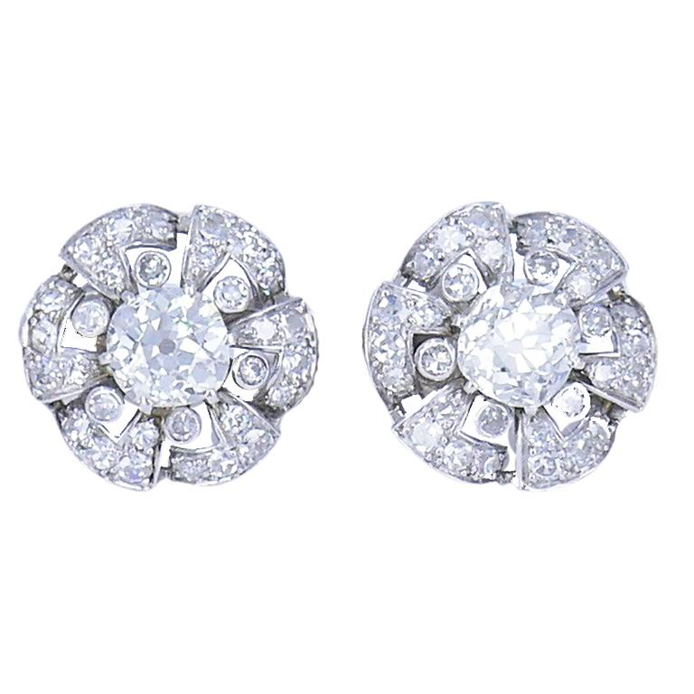 Vintage Art Deco Platinum Diamond Pendulum Earrings – KFK, Inc.