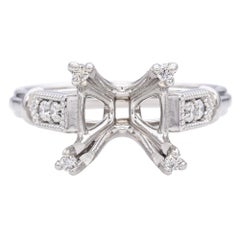 Used Platinum Diamond Engagement Emerald Cut Opening Semi-Mount Ring