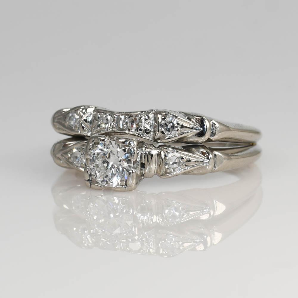 Verlobungsring aus Platin mit 0,31 Karat Diamant im Vintage-Stil für Damen oder Herren im Angebot