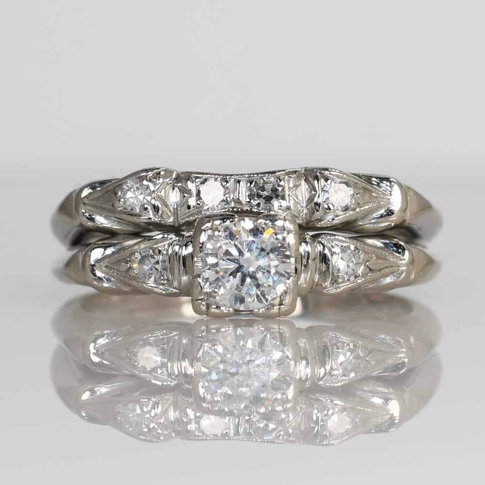Verlobungsring aus Platin mit 0,31 Karat Diamant im Vintage-Stil im Angebot 1