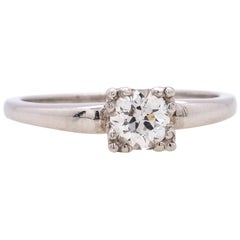 Vintage Platinum Diamond Engagement Ring 0.50 Carat OEC F-SI2, circa 1930s