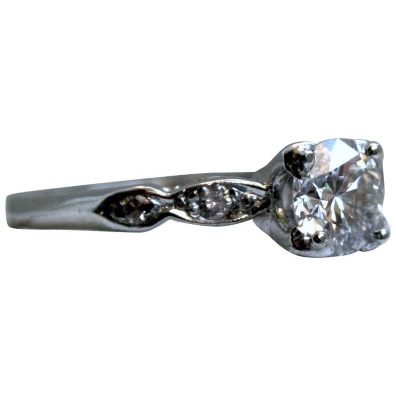 Vintage Platinum Diamond Engagement Ring, 0.76 Carat