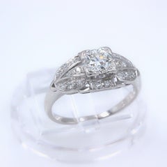 Vintage Platinum Diamond Engagement Ring Old Cuts 1.08 Carat
