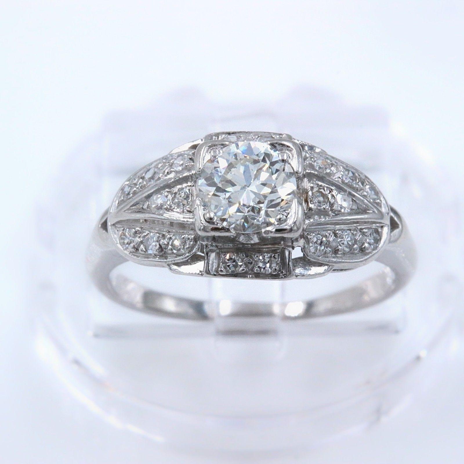 Old European Cut Vintage Platinum Diamond Engagement Ring Old Cuts 1.08 Carat For Sale