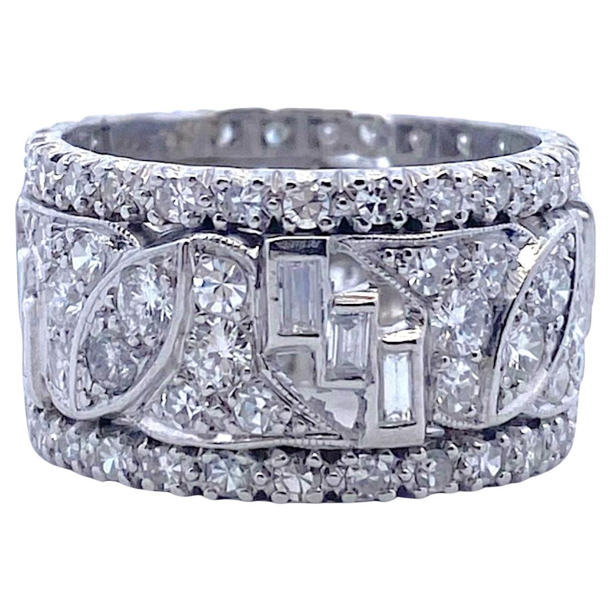 Fascia Eternità in platino vintage con diamante in vendita