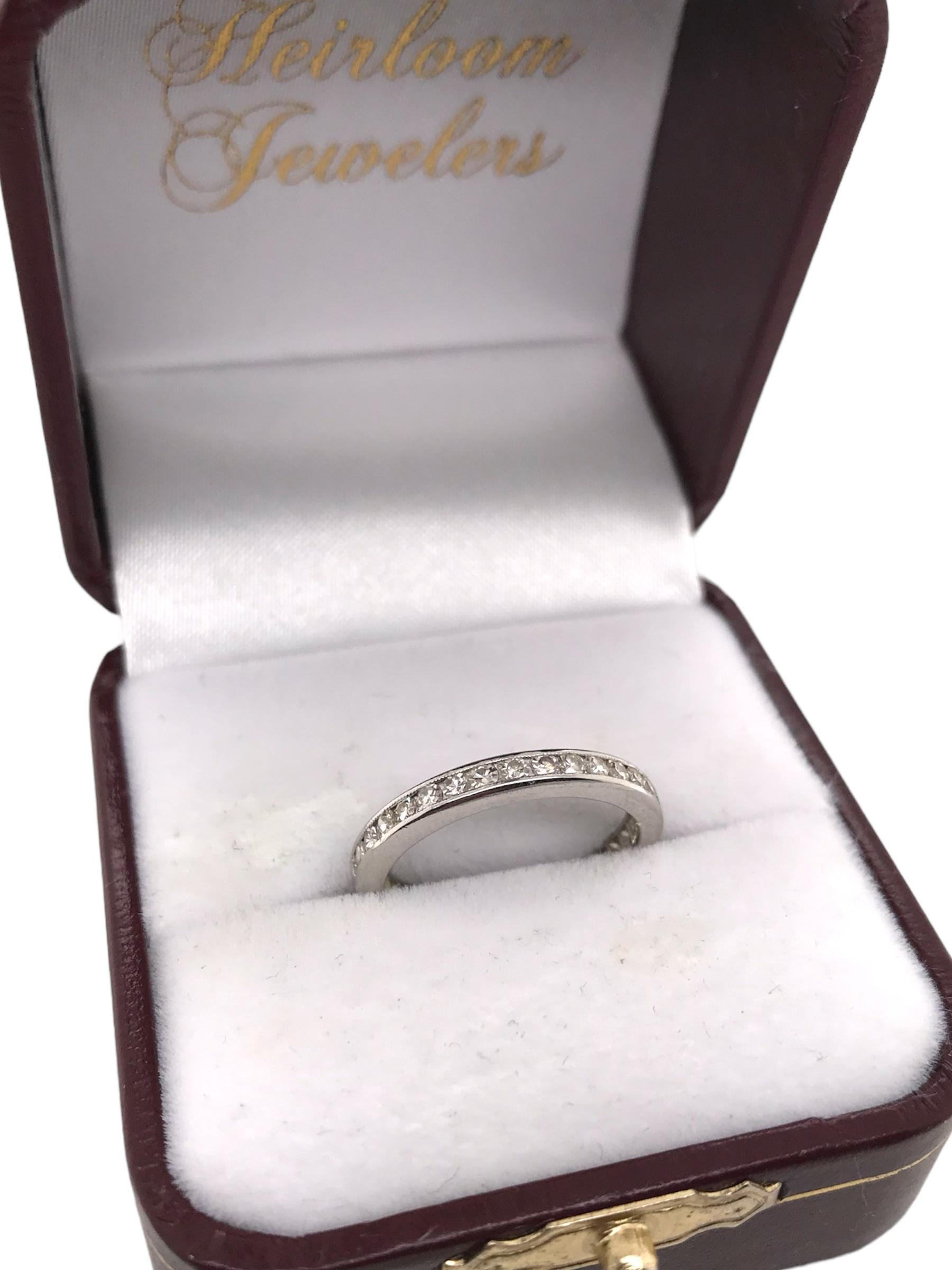 Vintage Platinum Diamond Eternity Band Size 6 For Sale 1