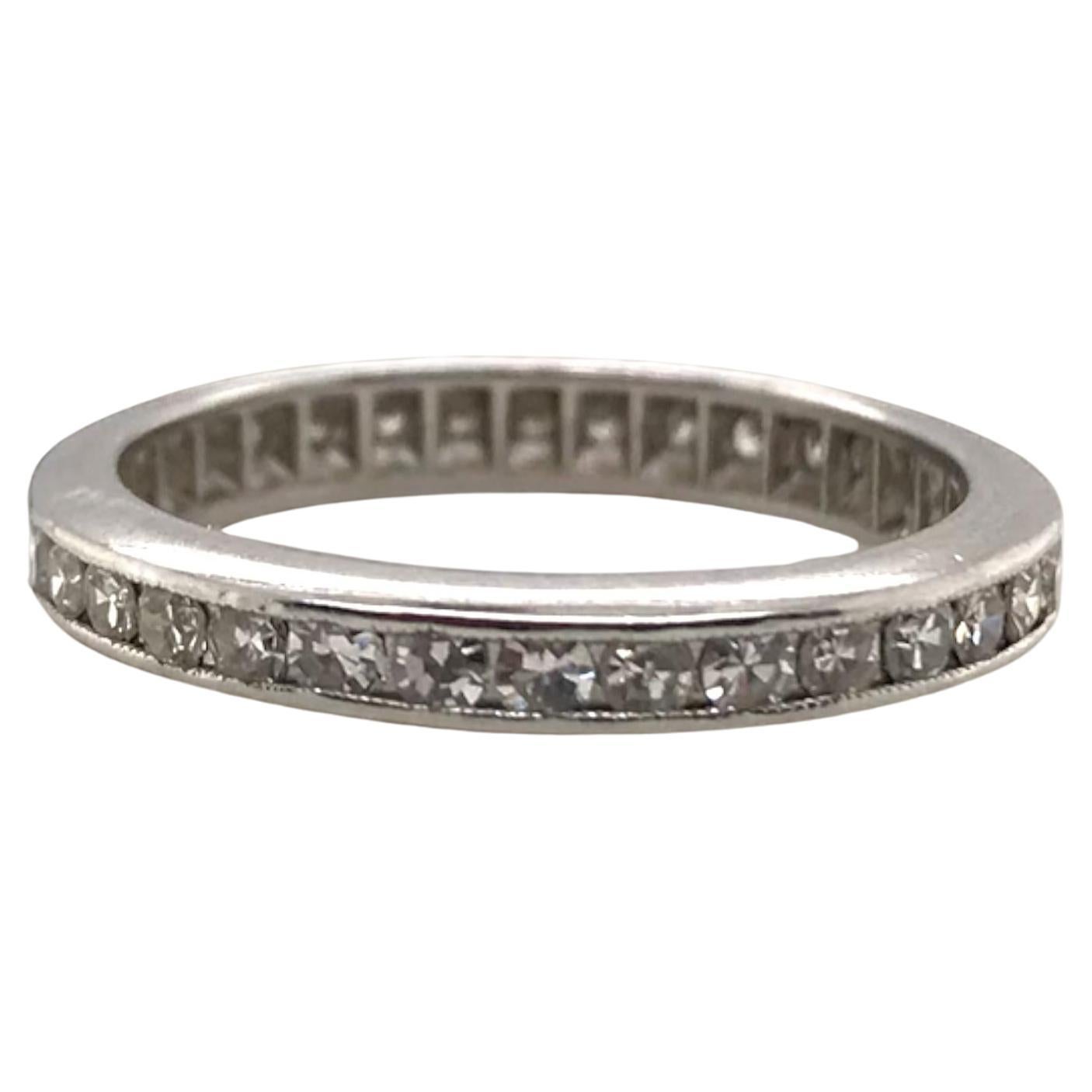 Vintage Platinum Diamond Eternity Band Size 6 For Sale