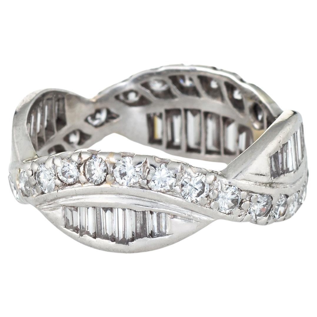 Vintage Platin-Diamant-Eternity-Ring Mixed Cuts Gr. 6,5 Ehering, Vintage im Angebot