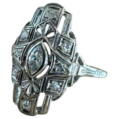 Vintage Platinum Diamond Filigree Cocktail Ring