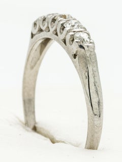 Vintage Platinum Diamond Five-Stone OEC Cut Band 0.25 Carat G/H-SI