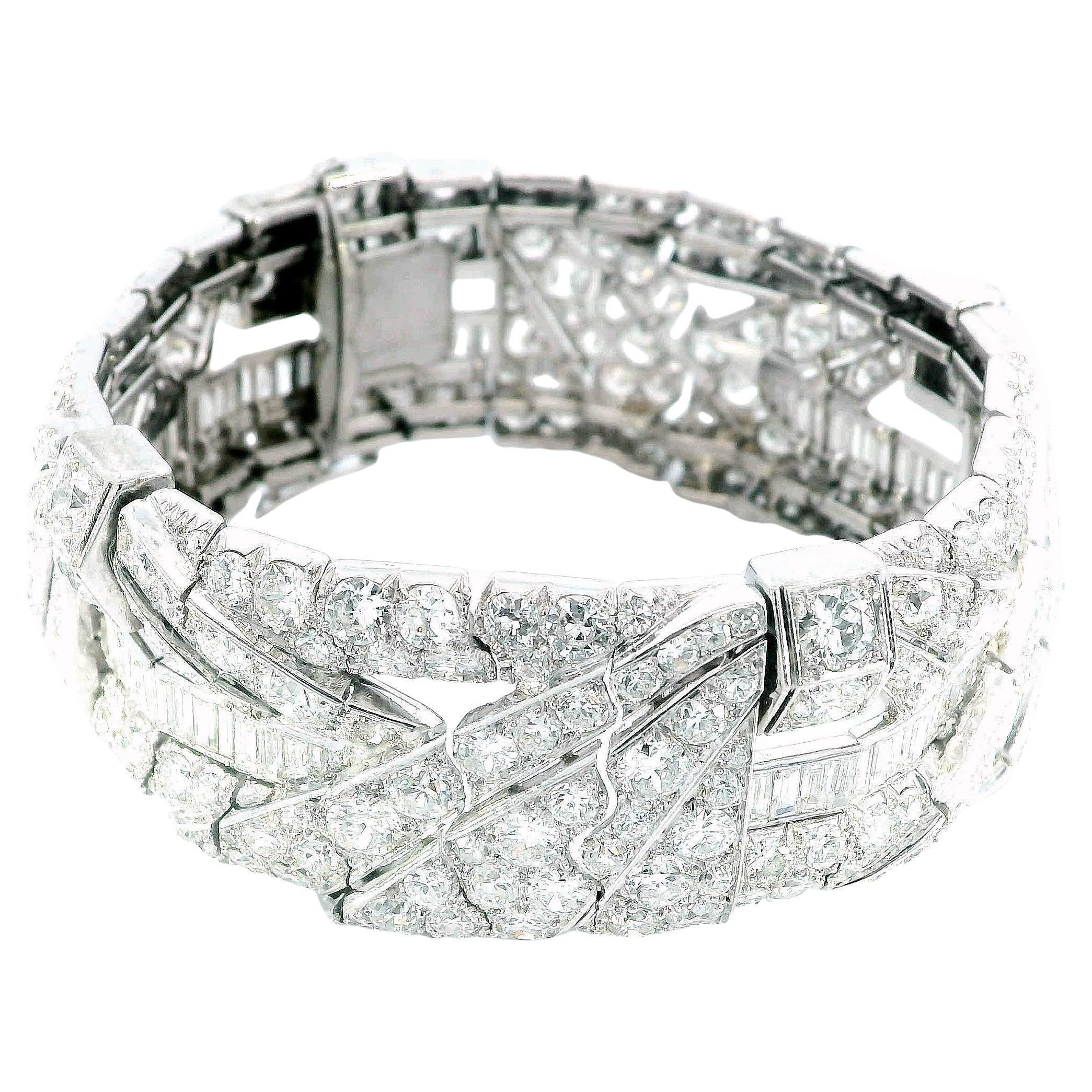 Vintage Platinum & Diamond French Retro Bracelet