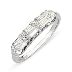 Vintage Platinum Diamond Half Band Ring