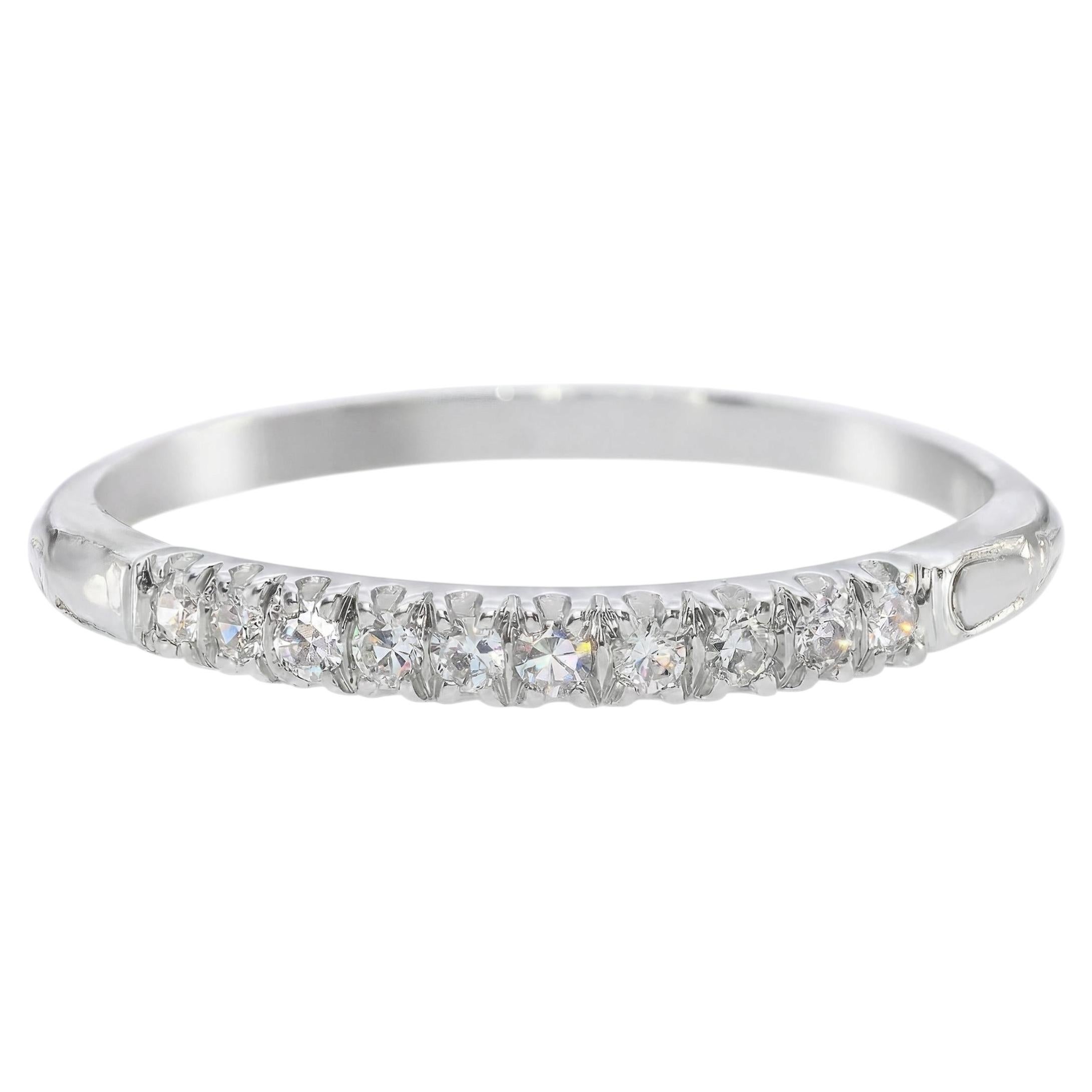 Vintage Platinum Diamond Half Band Ring