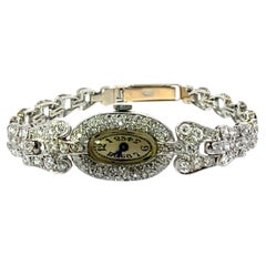 Vintage Platinum Diamond Ladies Watch, 3.7ct Natural Diamonds