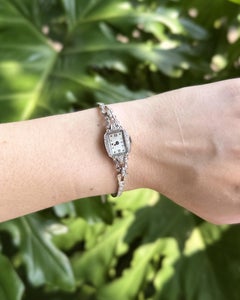 Vintage Platinum Diamond Ladies Wrist Watch