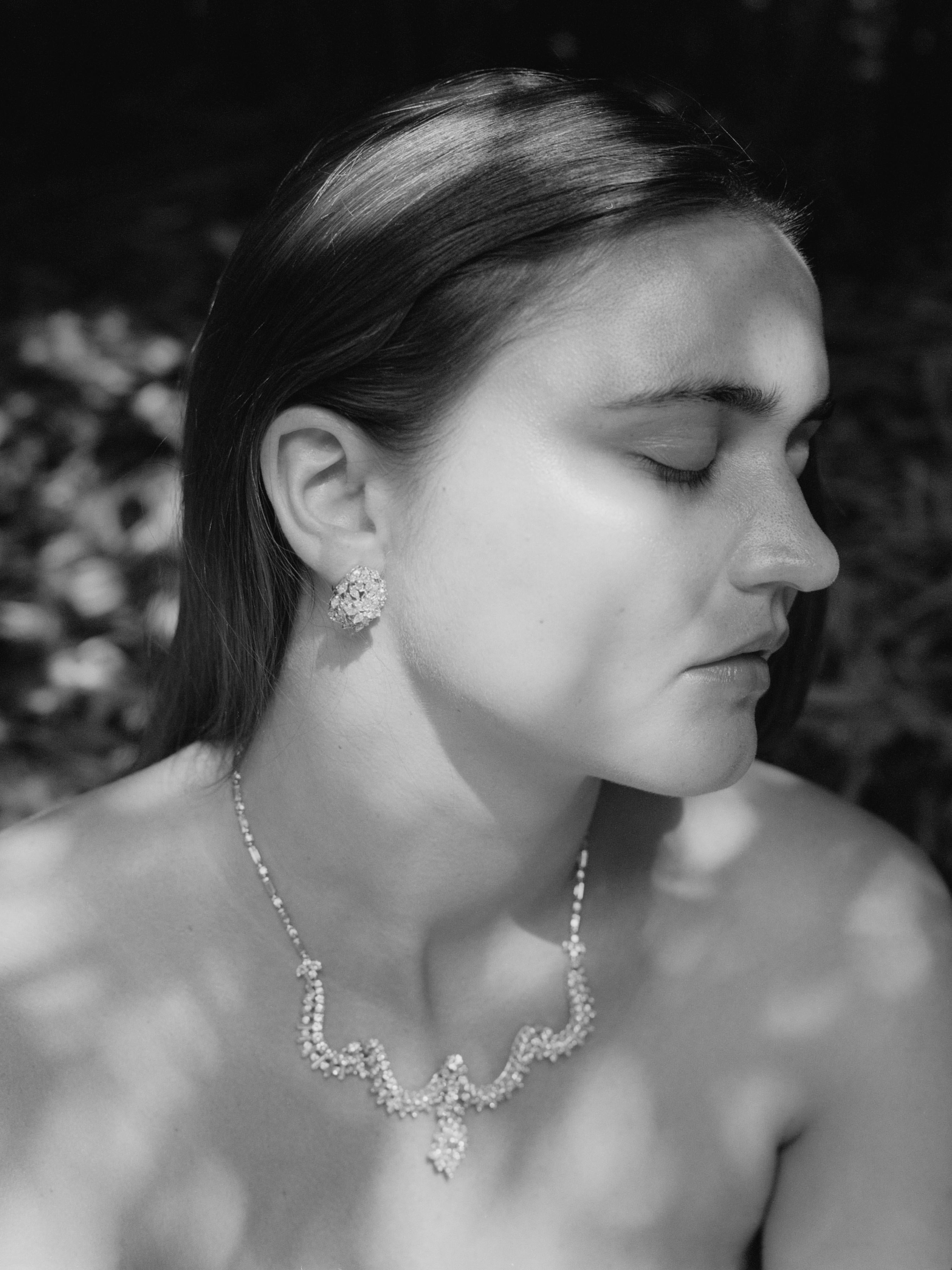 Collana vintage in platino con diamanti a pera in vendita 15