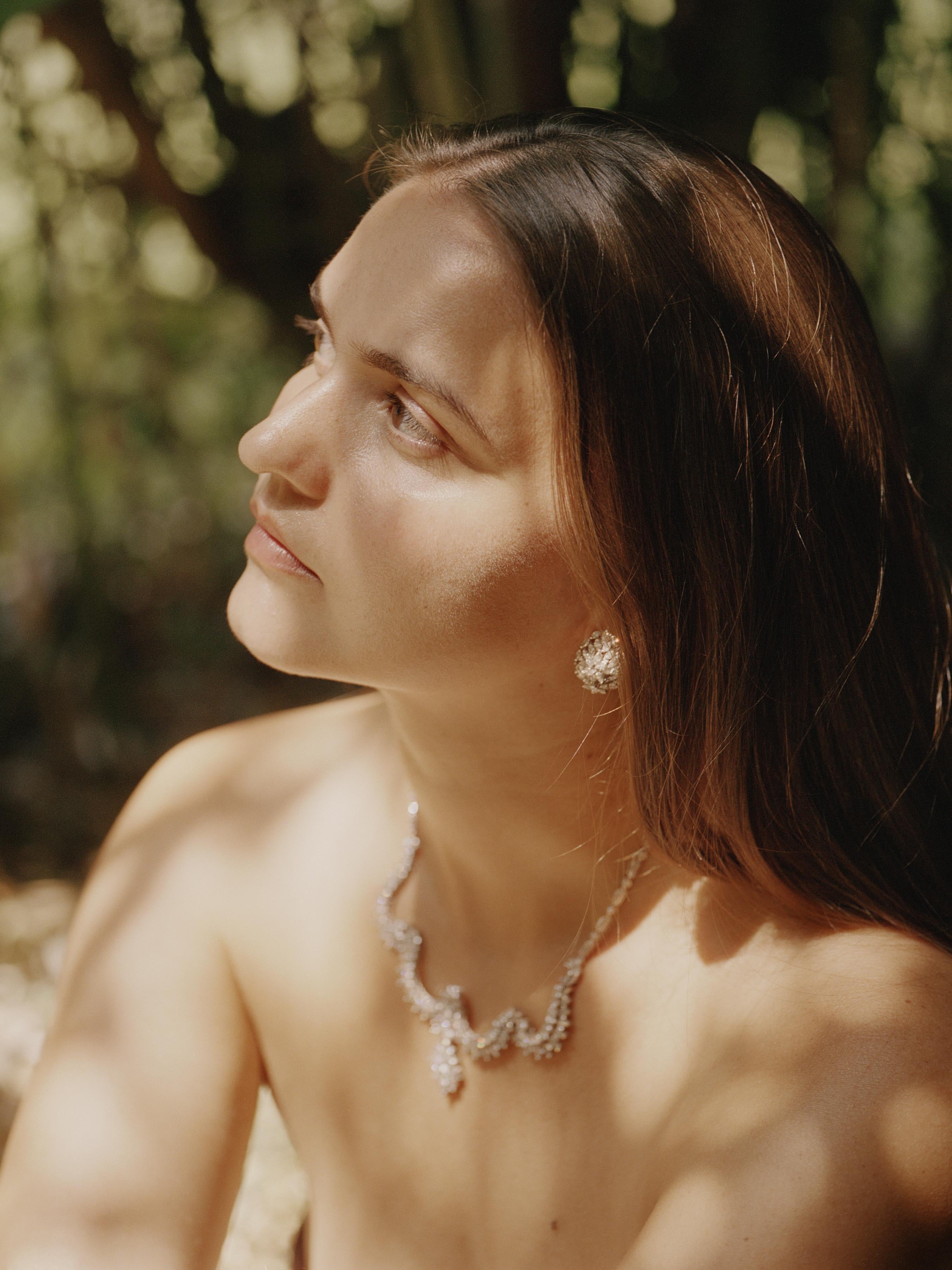 Collana vintage in platino con diamanti a pera in vendita 16