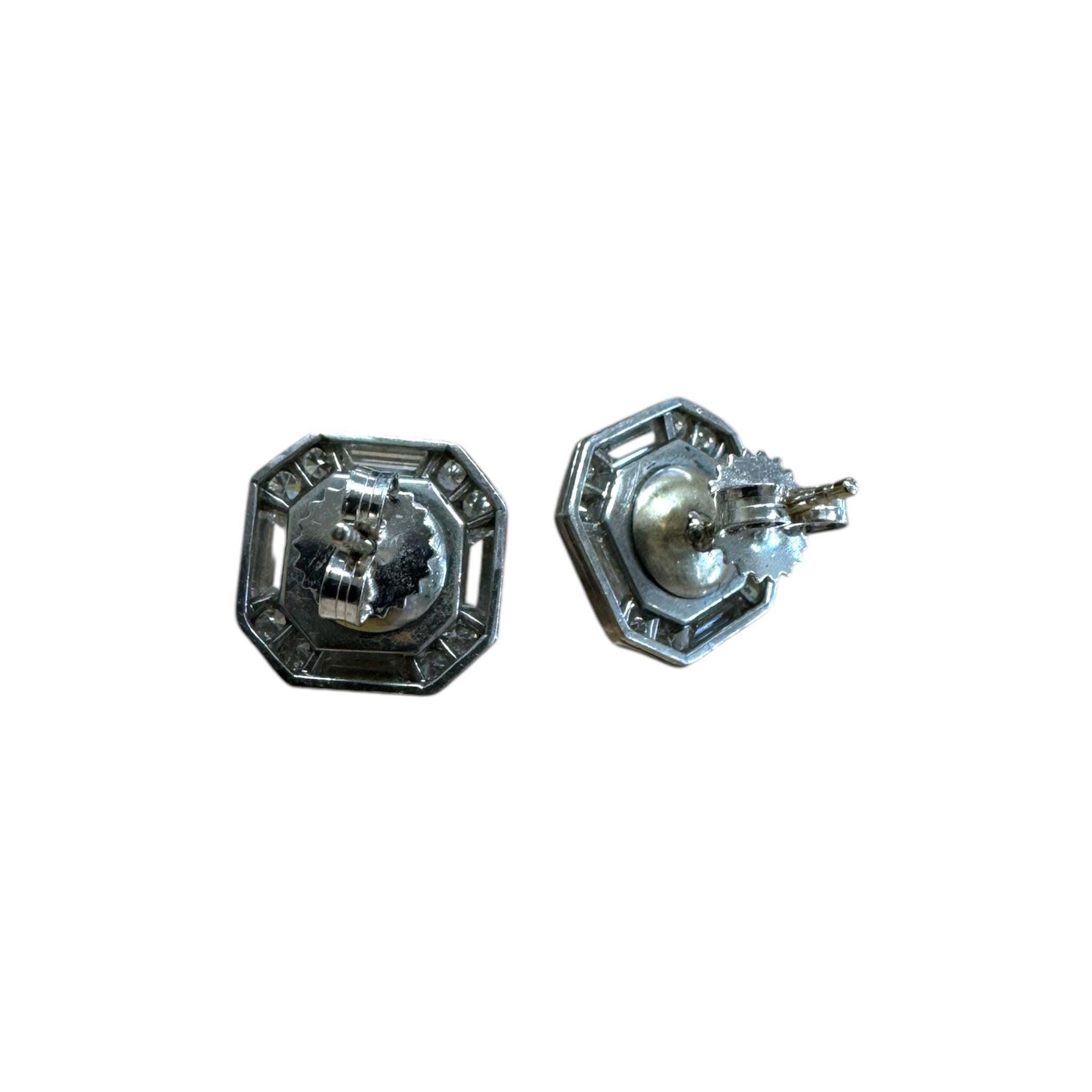 Vintage Platin Diamant & Perle Emaille Ohrstecker im Angebot 4