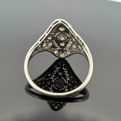Bague vintage en platine avec diamant 0.65CTW Old European Cut Filigree Taille 6