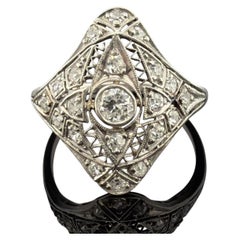 Bague vintage en platine avec diamant 0.65CTW Old European Cut Filigree Taille 6