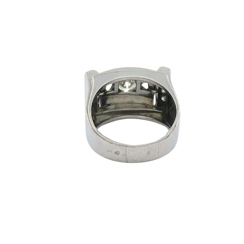 Women's or Men's Vintage Platinum Diamond Ring Tank Design For Sale