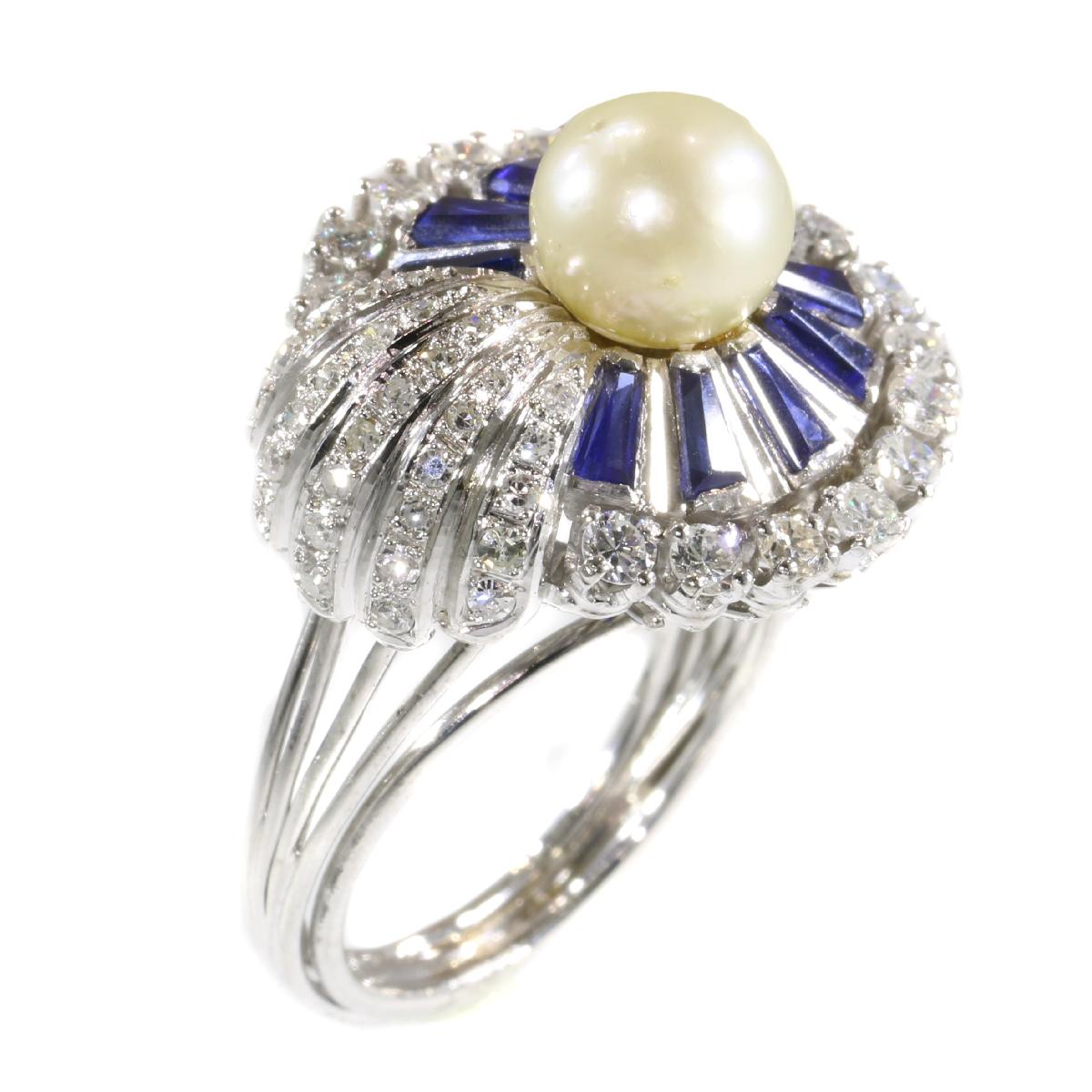 pearl and sapphire engagement rings