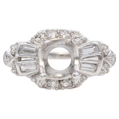 Vintage Platinum Diamond Semi Mount Engagement Ring